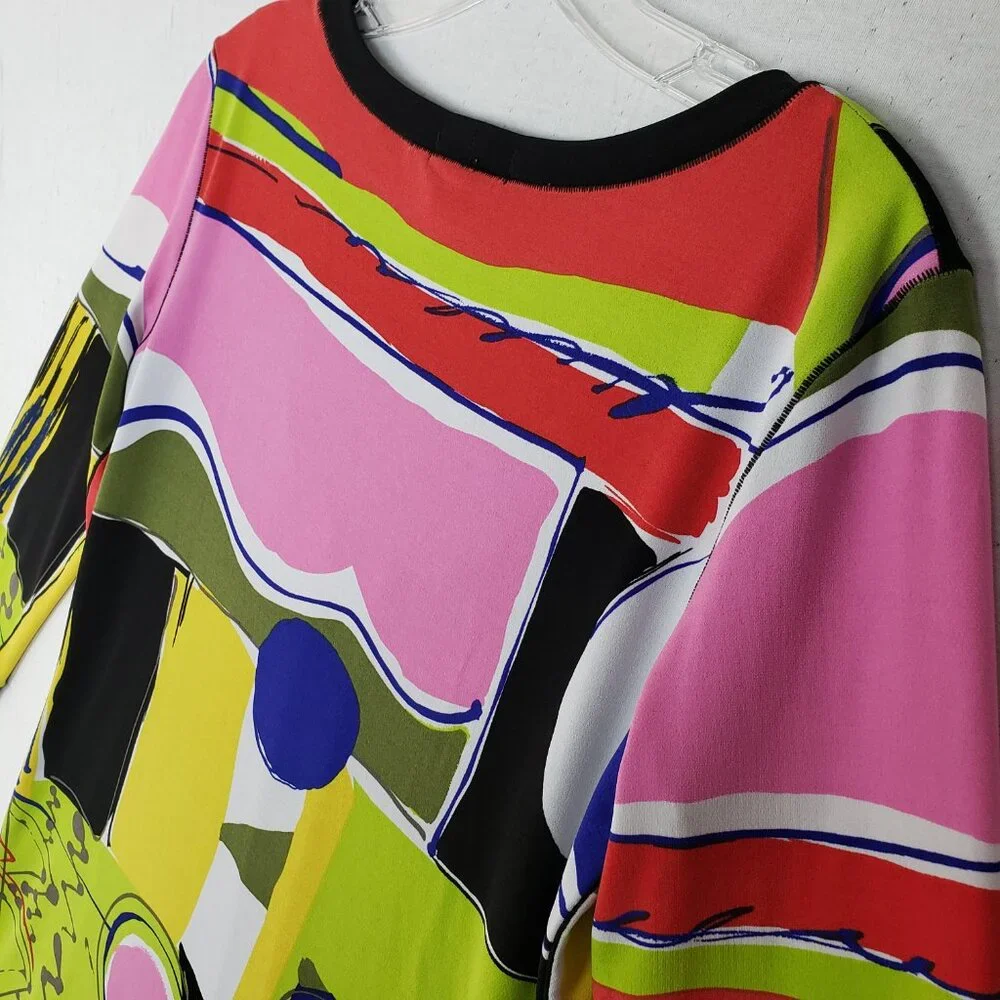 Eva Varro Tunic Top Abstract Print Colorful Art-to-Wear Slinky Lagenlook size M